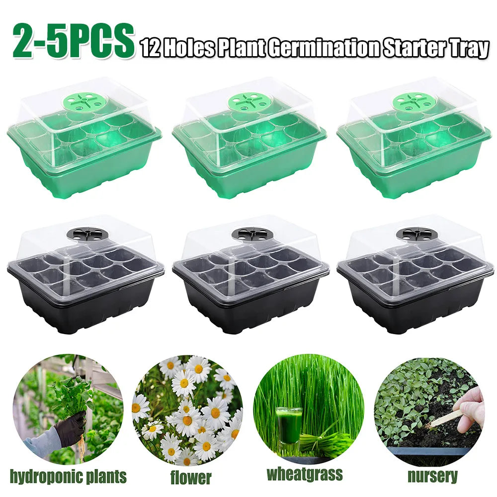 12 Holes Seed Starting Tray with Humidity Dome Plant Germination Starter Tray Succulent Propagation Tray for Succulent Plant