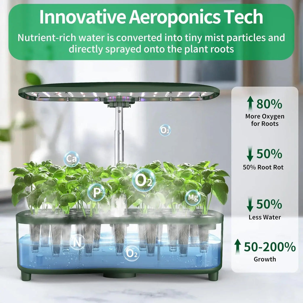 Hydroponics Growing System Kit Indoor, Aeroponics Herb Garden Kit 15 Pods, 3 Grow Modes, 24H Timer
