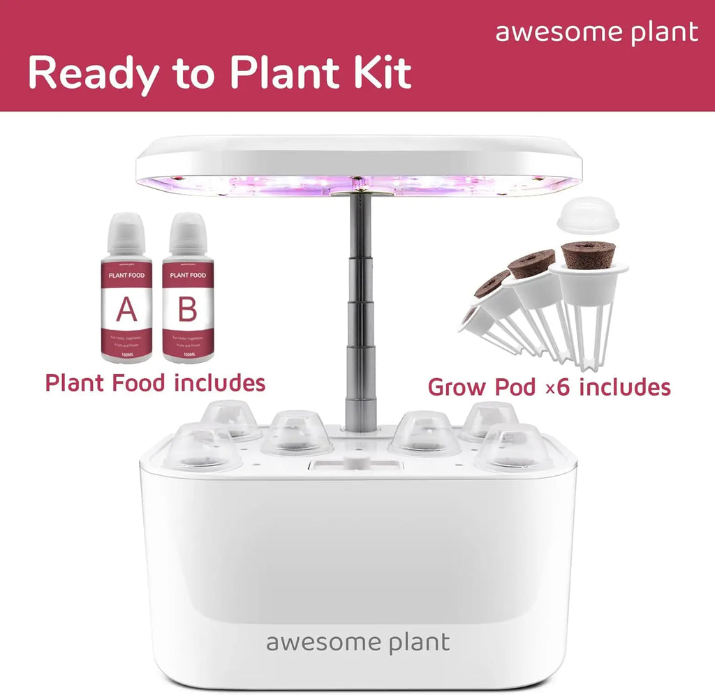 6Pro Hydroponics Growing System Kit (6 Pods), Indoor Garden Kit with 3L Watertank, 3 Grow Modes and