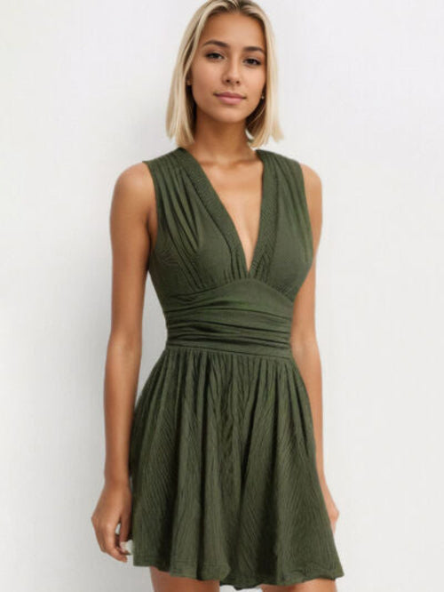MUNSIEUR Ruched Plunge Romper - Luxury Sleeveless Jumpsuit for Women