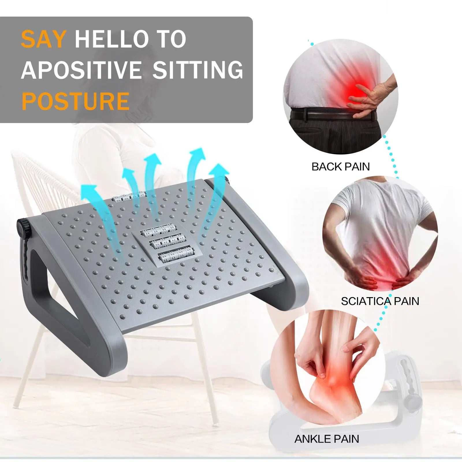 Foot Rest for Under Desk at Work,Adjustable Height Foot Rest Portable Under Desk Foot Stool for Home,Office