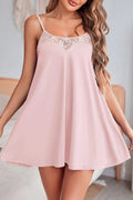 Sheer Lace Patchwork Camisole Nightgown Dress