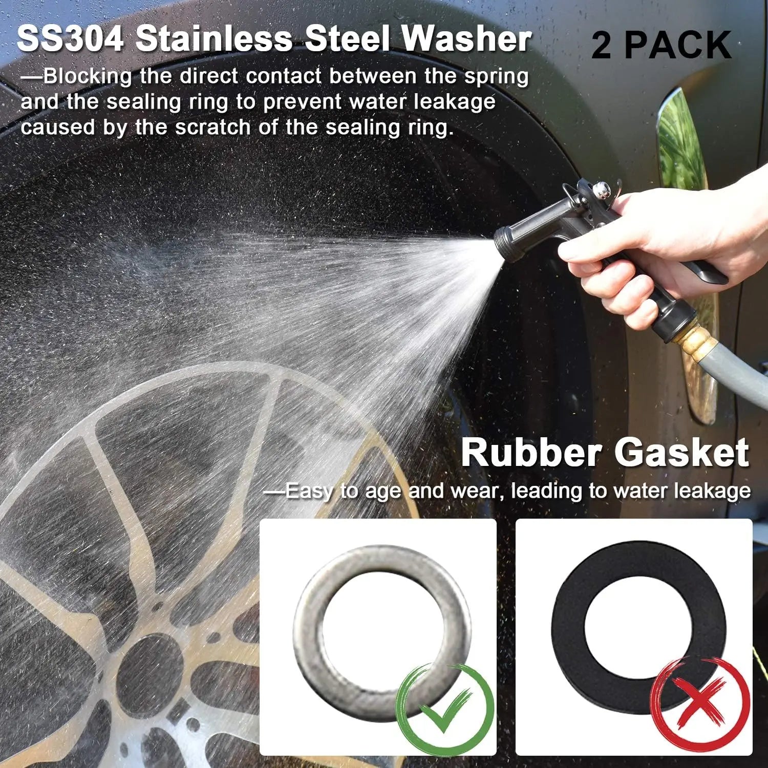 Full Size Pistol Grip Water Nozzle Sprayer with Threaded Front, High Pressure Nozzle, Adjustable Spray Water