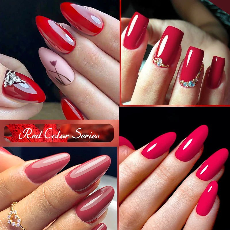 7ml Burgundy Crimson Nail Gel Polish, High Pigment, Non Streak, Long Lasting, UV LED Soak Off Nail Art Gel for Home Salon DIY