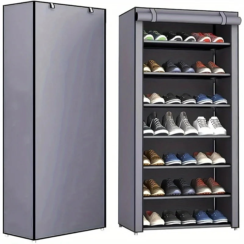 6-10 Tier Multi-Layer Shoe Cabinet with Dust-Proof Rolling Shutter Door, Easy to Assemble, Space-Saving Home Storage Cabinet, Suitable for Entryways, Hallways, Bedrooms, Living Rooms, Homes, Dormitories, Etc./Modern Decorative Shoe Cabinet