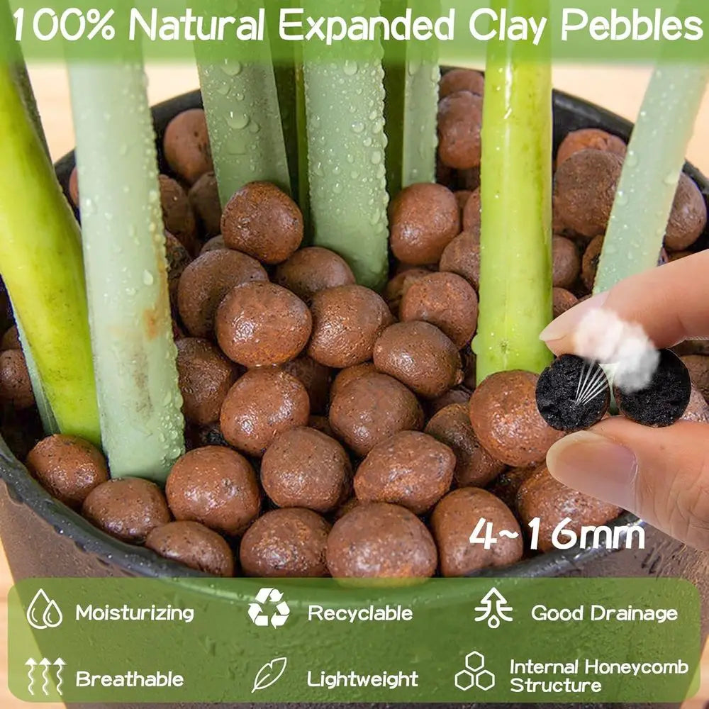 Natural 13LBS Organic Clay Pebbles, 4-16mm Sizes, for Plant Growth, Hydroponics, and Orchid Care