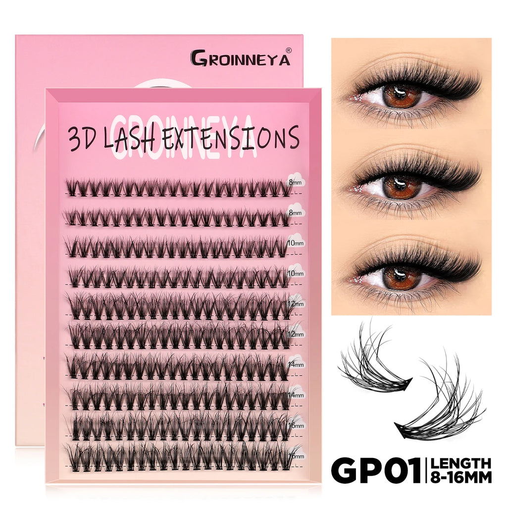 Spikes Lash Individuals Volume Eyelash Clusters D-Curly Lash Clusters Kit 10-20MM DIY Eyelash Extensions,6 Styles Lash Clusters