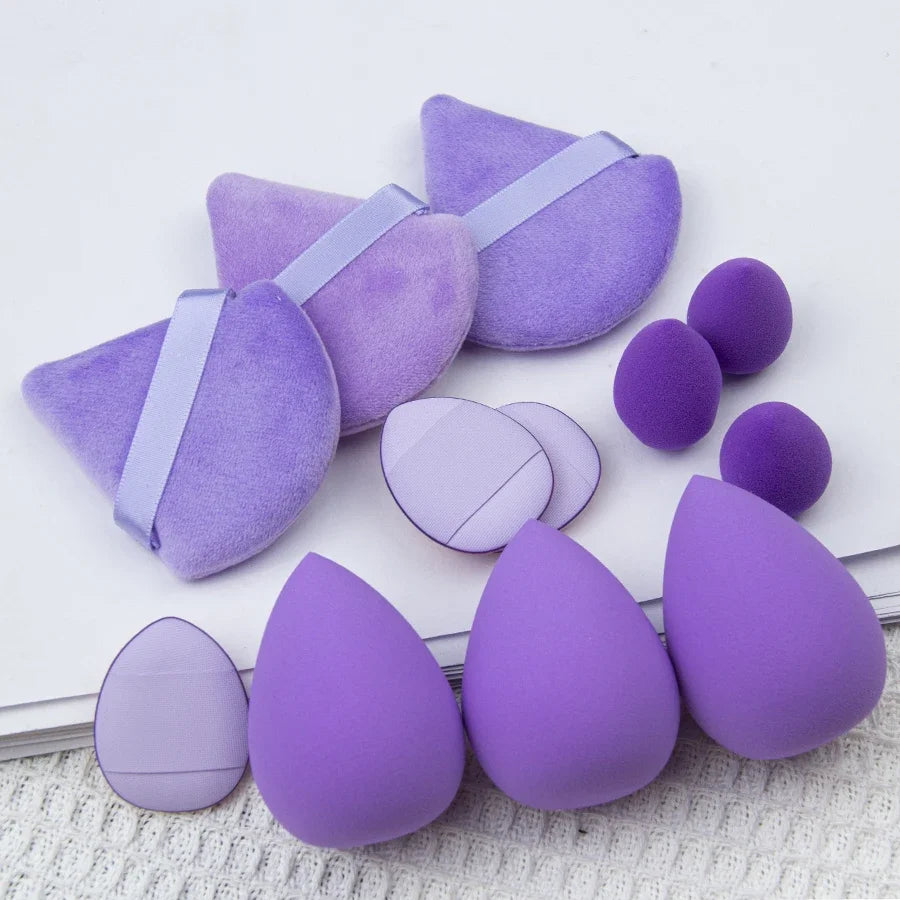 12 Pieces Powder Puff Face Triangle Makeup Sponge Soft Velour Puffs for Loose Powder Setting Powder Blender Foundation Sponge Be