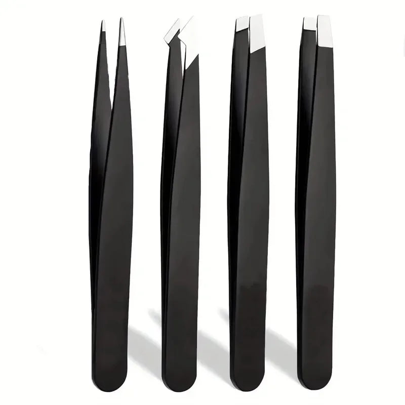 Ouriner Eyebrow Tweezers Set 4 Pcs Stainless Steel Eyebrow Forceps Professional Beauty Tool Set For Facial Hair Inward Growing