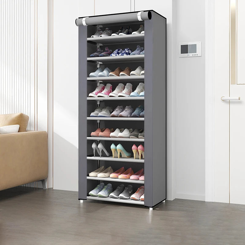6-10 Tier Multi-Layer Shoe Cabinet with Dust-Proof Rolling Shutter Door, Easy to Assemble, Space-Saving Home Storage Cabinet, Suitable for Entryways, Hallways, Bedrooms, Living Rooms, Homes, Dormitories, Etc./Modern Decorative Shoe Cabinet