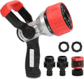 Heavy-Duty Metal Fireman Hose Nozzle | 7 Spray Patterns, High-Pressure Garden Sprayer with Quick Connect Set & Bonus