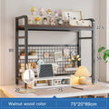 Bookshelf Bookcase With Grid Desktop Multi-layer Wrought Iron Shelf Student Computer Desk Table Hole Board Table Wooden Shelves