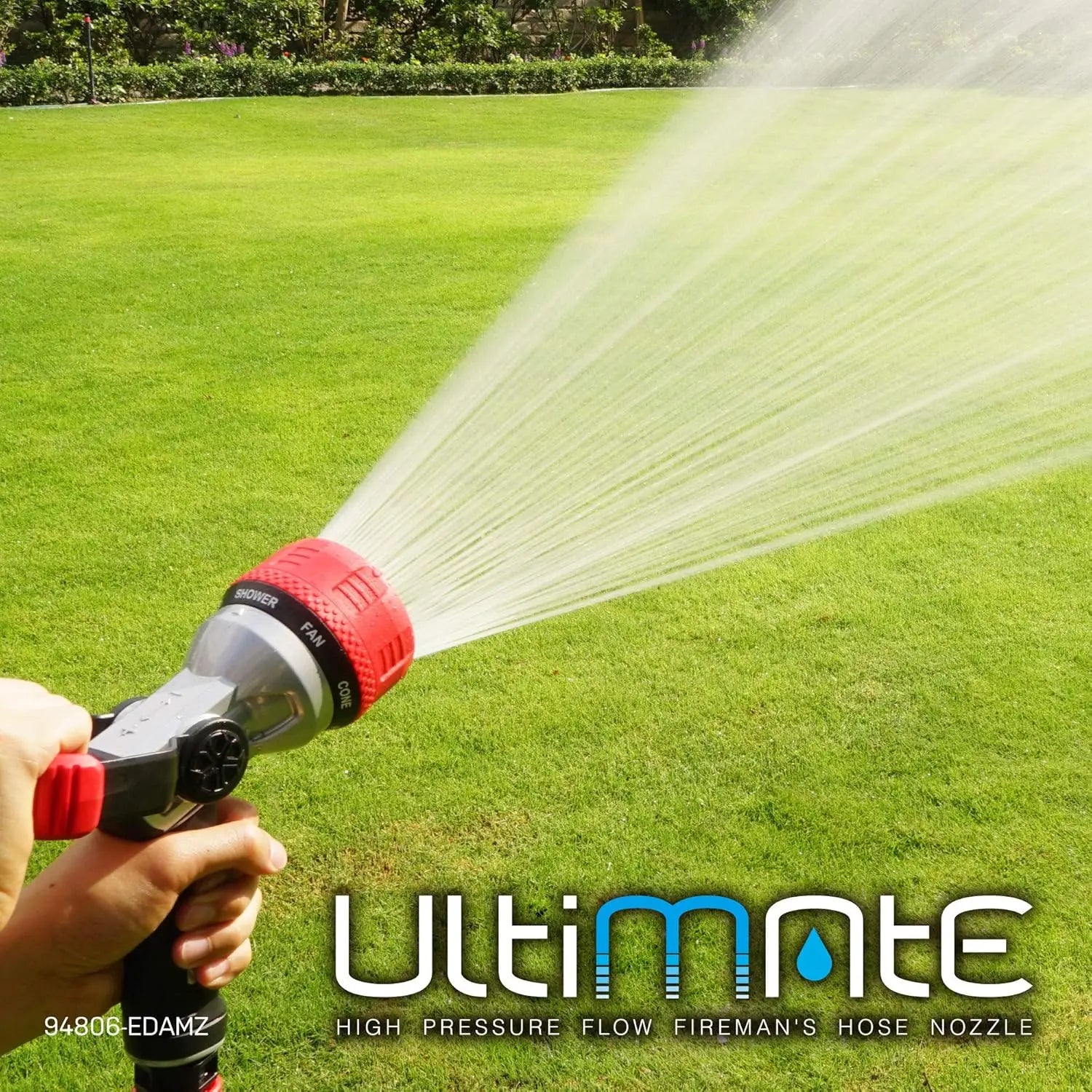 Heavy-Duty Metal Fireman Hose Nozzle | 7 Spray Patterns, High-Pressure Garden Sprayer with Quick Connect Set & Bonus