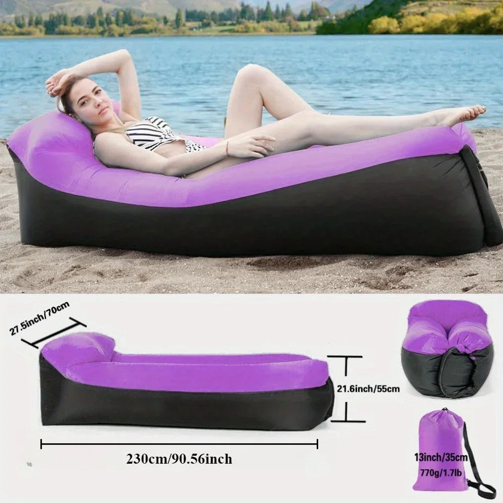 New Lazy Folding Camping Inflatable Sofa Portable Outdoor Inflatable Lounger Comfortable Outdoor Furniture Camping Air Mattress