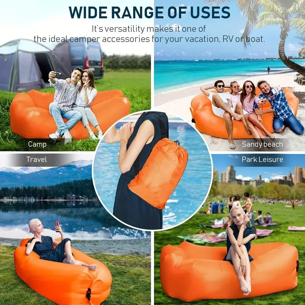 New Lazy Folding Camping Inflatable Sofa Portable Outdoor Inflatable Lounger Comfortable Outdoor Furniture Camping Air Mattress