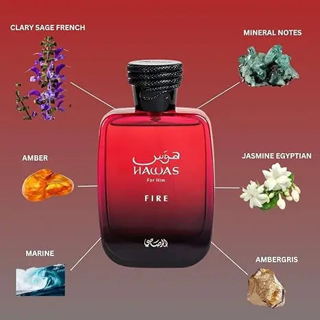 RASASI Hawas Fire Eau De Parfum Spray 100ML Bold Long Lasting Arabian Women's Perfume Persistence Pheromone Portable Cologne