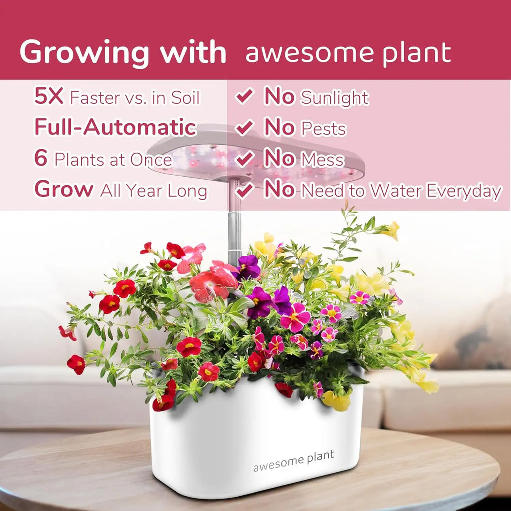 6Pro Hydroponics Growing System Kit (6 Pods), Indoor Garden Kit with 3L Watertank, 3 Grow Modes and