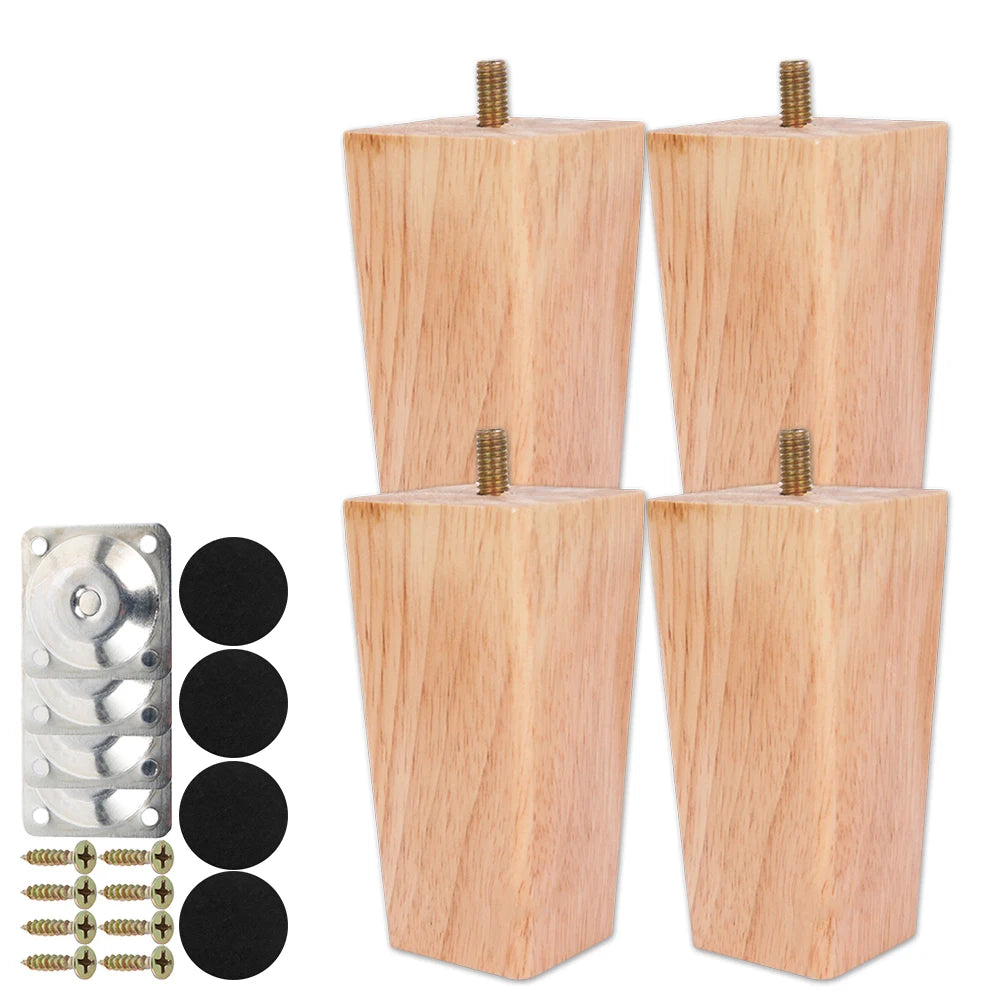 4PCS Solid Wood Furniture Legs 6/10/15cm Chair Bed Table Cabinet Heightening Parts Furniture Foot Replacement Accessories