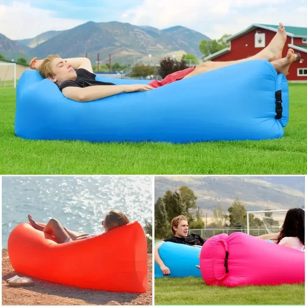 New Lazy Folding Camping Inflatable Sofa Portable Outdoor Inflatable Lounger Comfortable Outdoor Furniture Camping Air Mattress