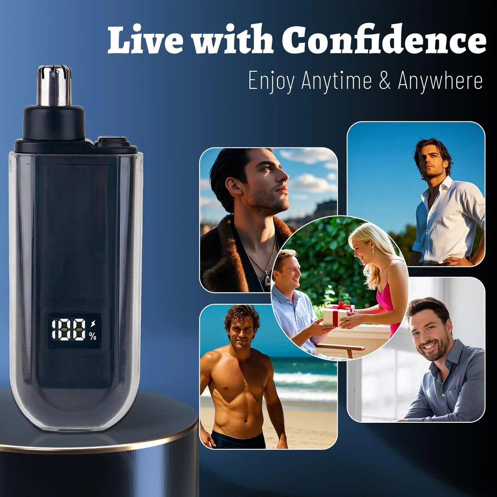 USB Rechargeable Nose and Ear Hair Trimmer for Men, Mini Portable Electric Clipper, Quick Charging, Low Noise, Compact, Washable