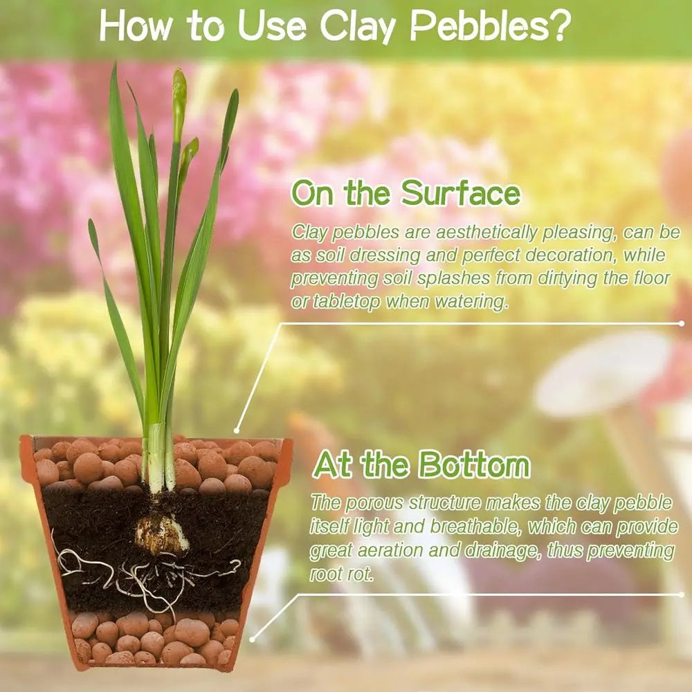 Natural 13LBS Organic Clay Pebbles, 4-16mm Sizes, for Plant Growth, Hydroponics, and Orchid Care