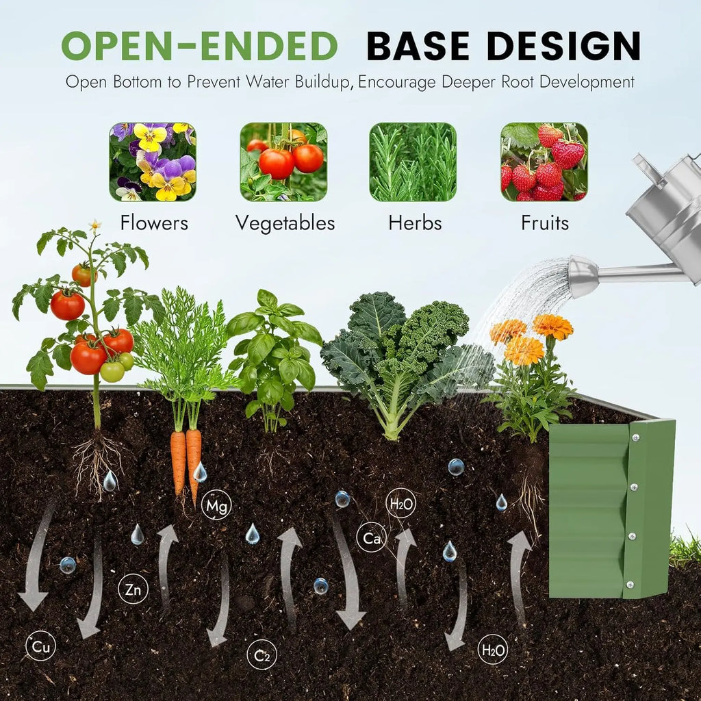 2-Pack Galvanized Raised Garden Bed Kit, 6x3x1FT Metal Beds for Vegetables, Rust-Resistant & Easy Assembly