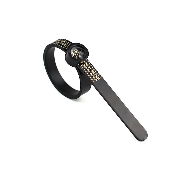 Adjustable Ring Sizer with Magnifier US/UK/EU/HK Size Chart Reusable Finger Measuring Tool for Accurate Ring Sizing