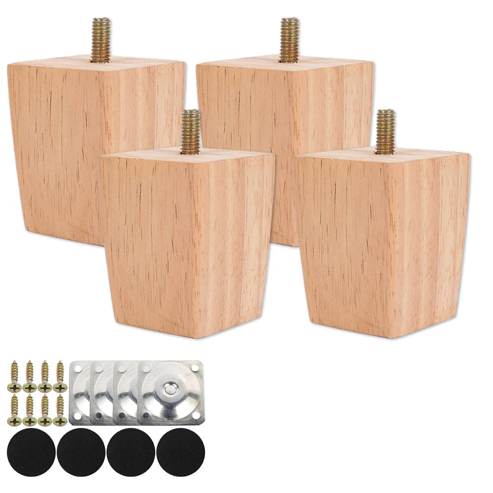 4PCS Solid Wood Furniture Legs 6/10/15cm Chair Bed Table Cabinet Heightening Parts Furniture Foot Replacement Accessories