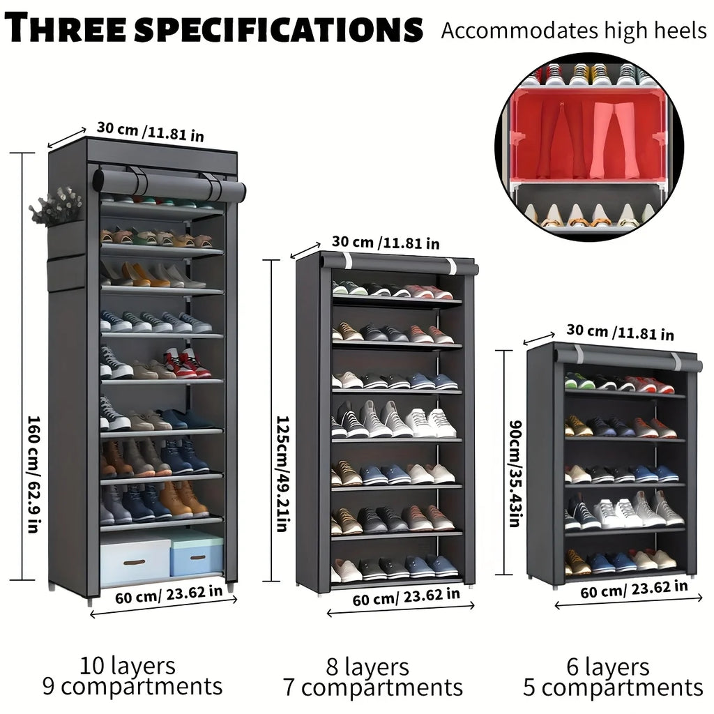 6-10 Tier Multi-Layer Shoe Cabinet with Dust-Proof Rolling Shutter Door, Easy to Assemble, Space-Saving Home Storage Cabinet, Suitable for Entryways, Hallways, Bedrooms, Living Rooms, Homes, Dormitories, Etc./Modern Decorative Shoe Cabinet