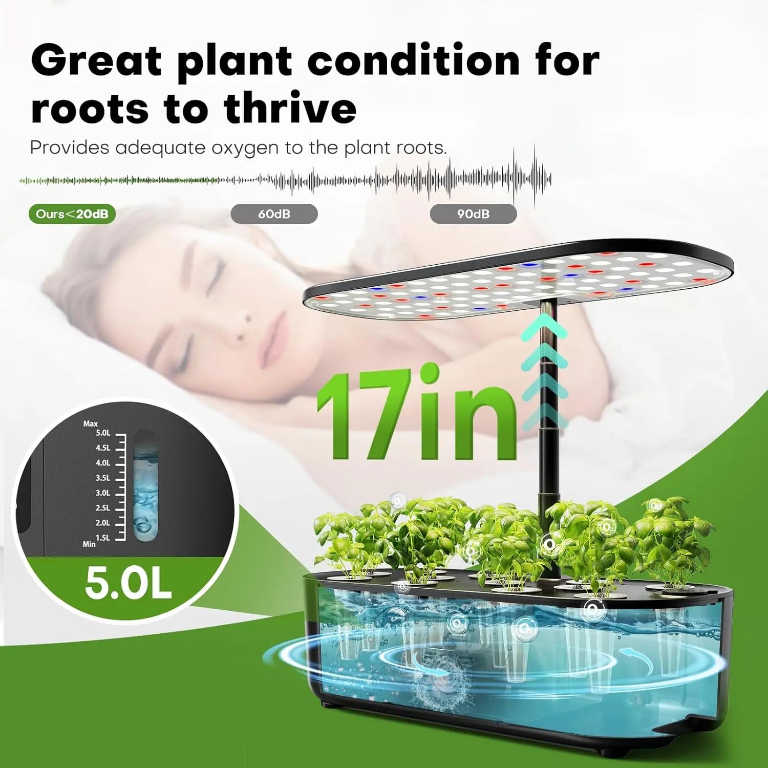 Hydroponic Growing System Kit Indoor Herb Garden with Grow Light 12 Pods, LCD Touch Panel Planter, Height Up to 17", Black