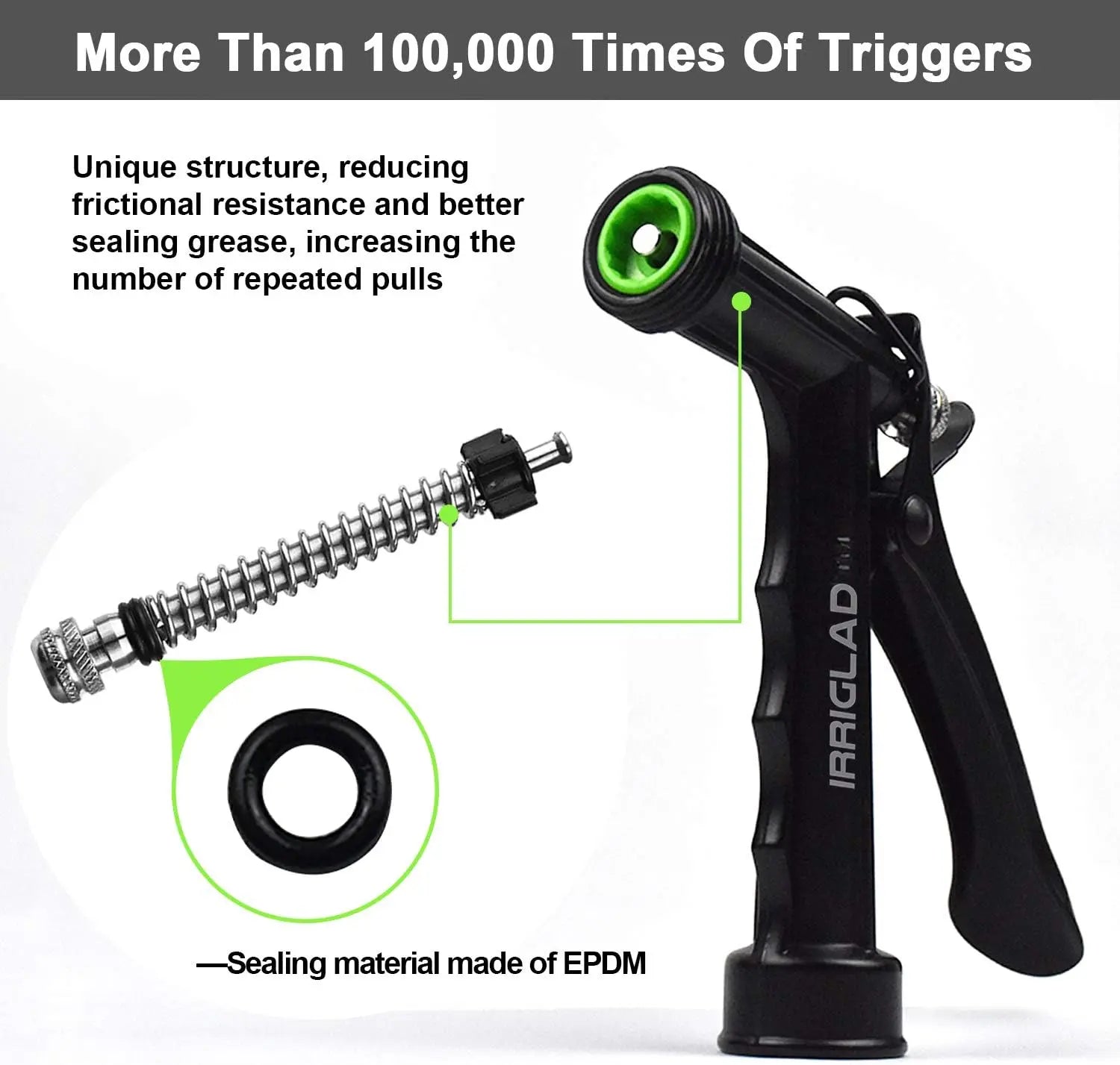 Full Size Pistol Grip Water Nozzle Sprayer with Threaded Front, High Pressure Nozzle, Adjustable Spray Water